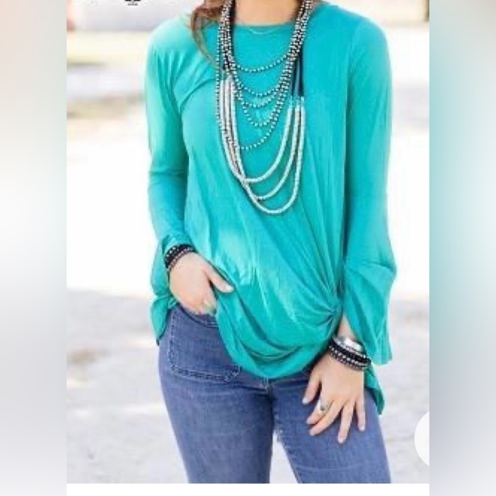 Crazy Train Womens Size Large Knot For Long Tunic Bell Sleeve Rodeo Blouse